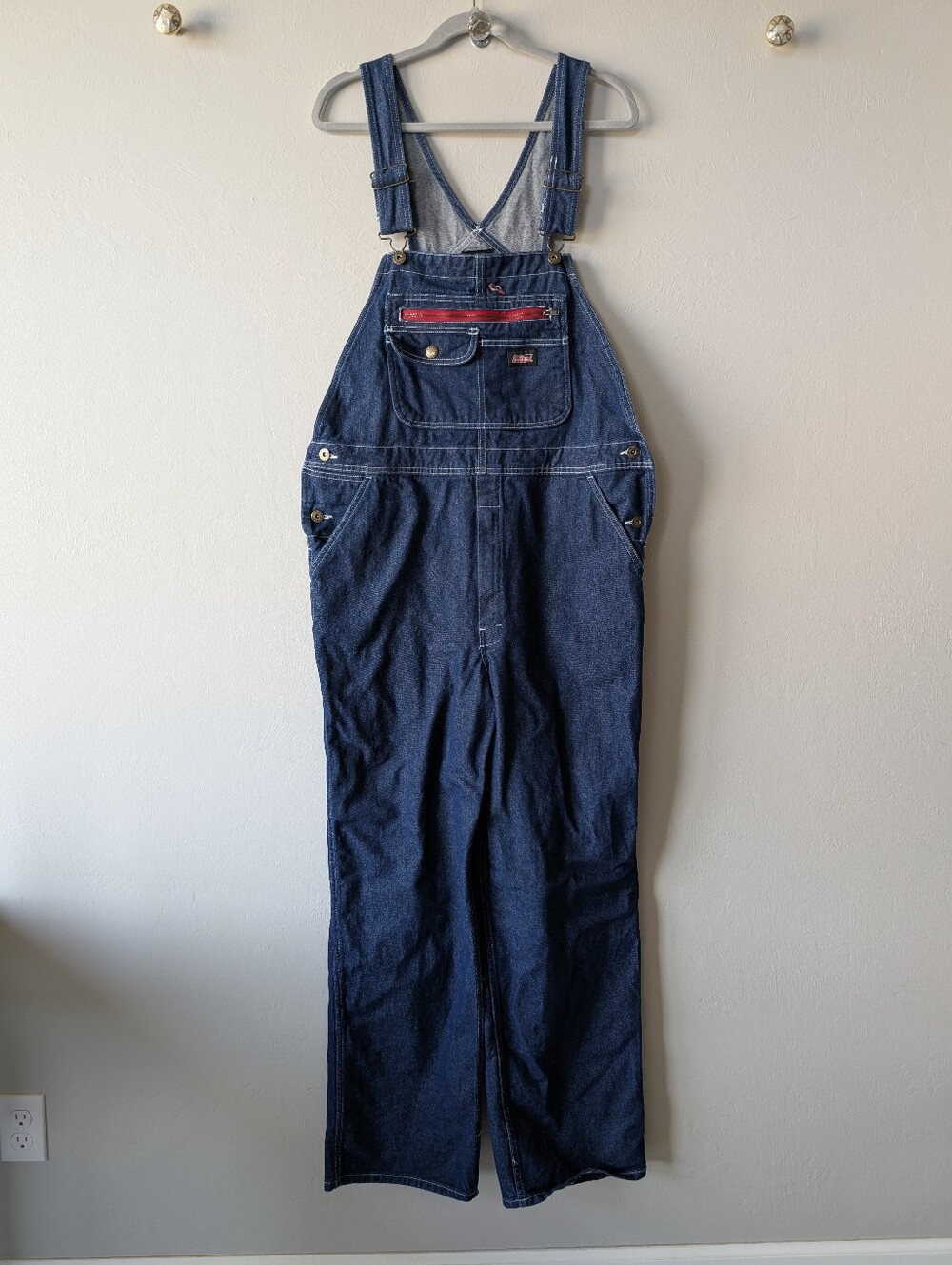 Genuine Dickies Men's Denim Bib Overalls Dark Wash Workwear Carpenter Size XL